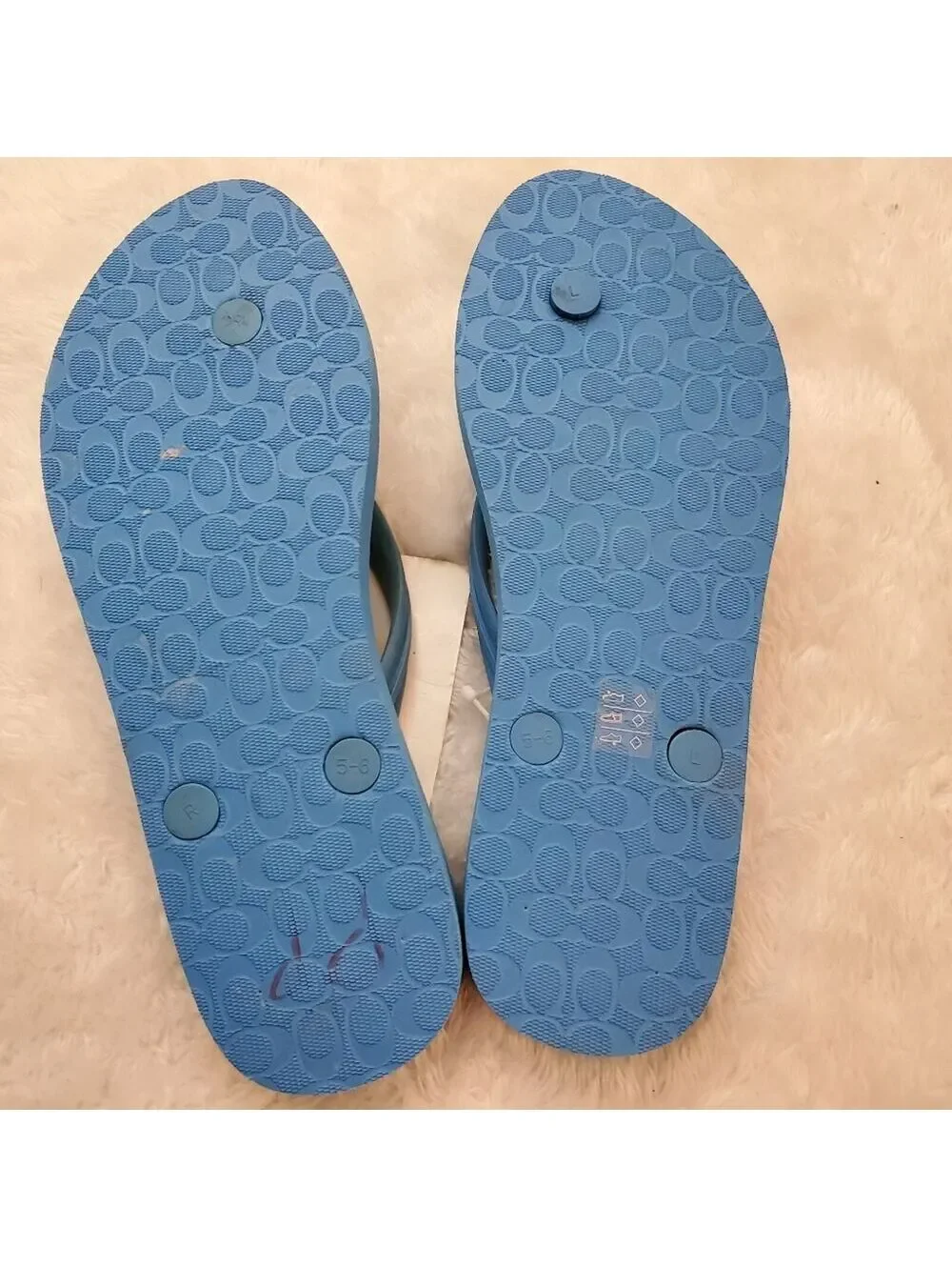 Coach Sandals Clementine 6 Azure Blue Rubber Flip Flops